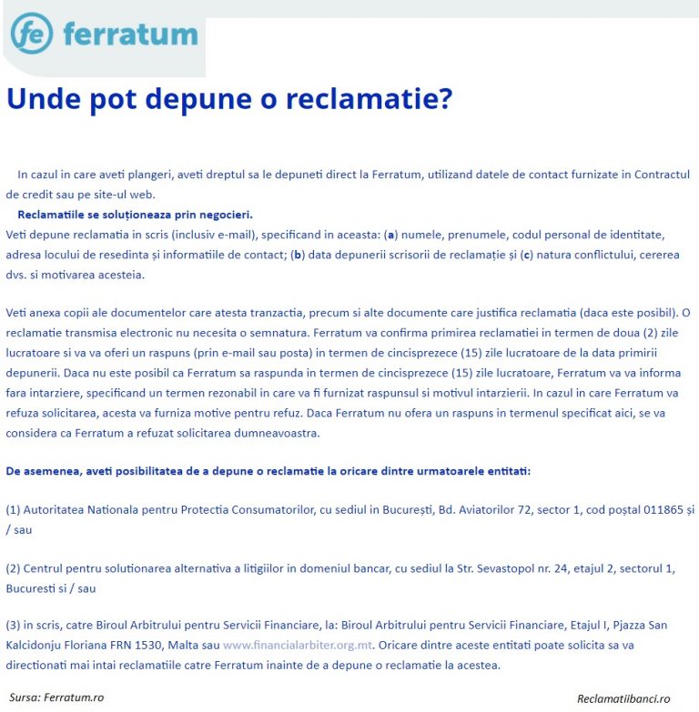 ferratum reclamatie