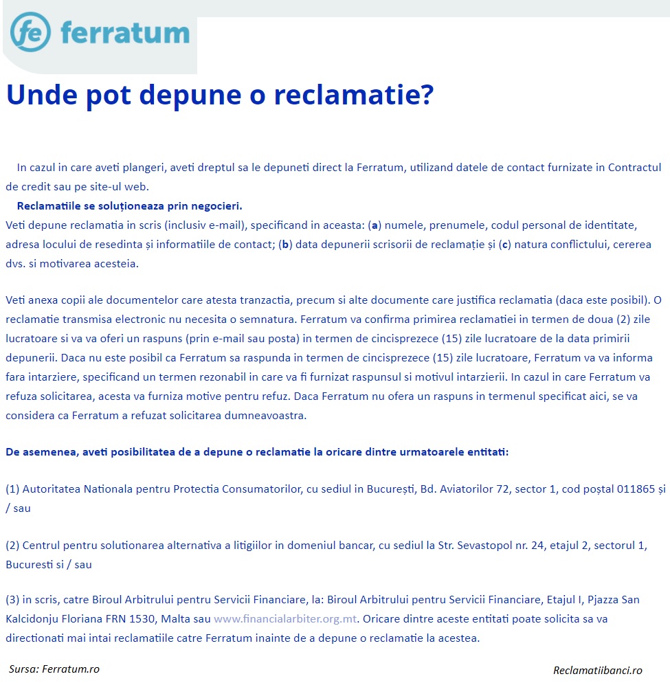 ferratum reclamatie