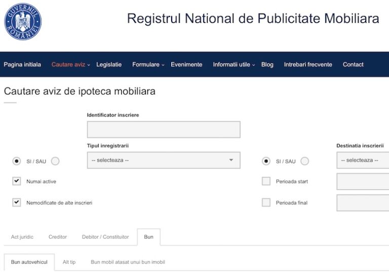 sechestru masina registrul national de publicitate mobiliara