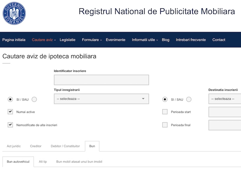 sechestru masina registrul national de publicitate mobiliara