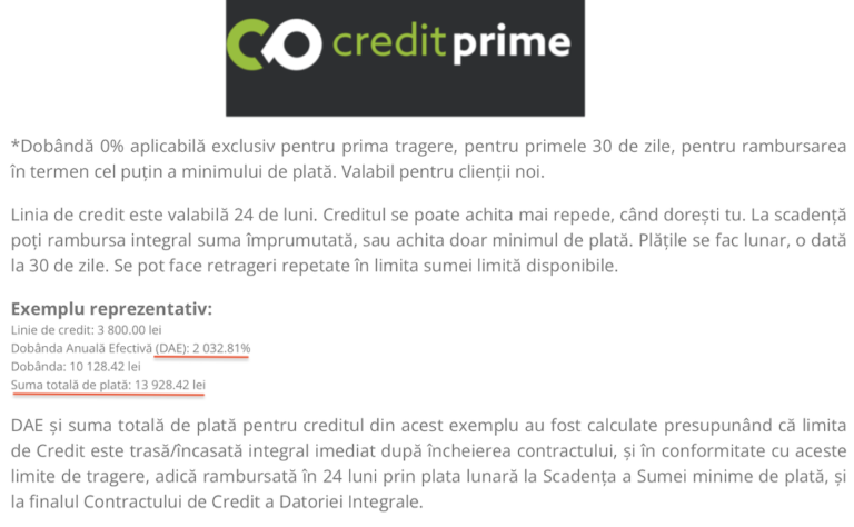 credit prime credit reclamatie
