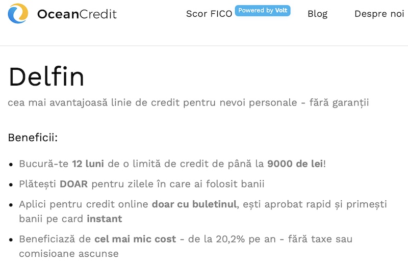 ocean credit linie de credit dobanda