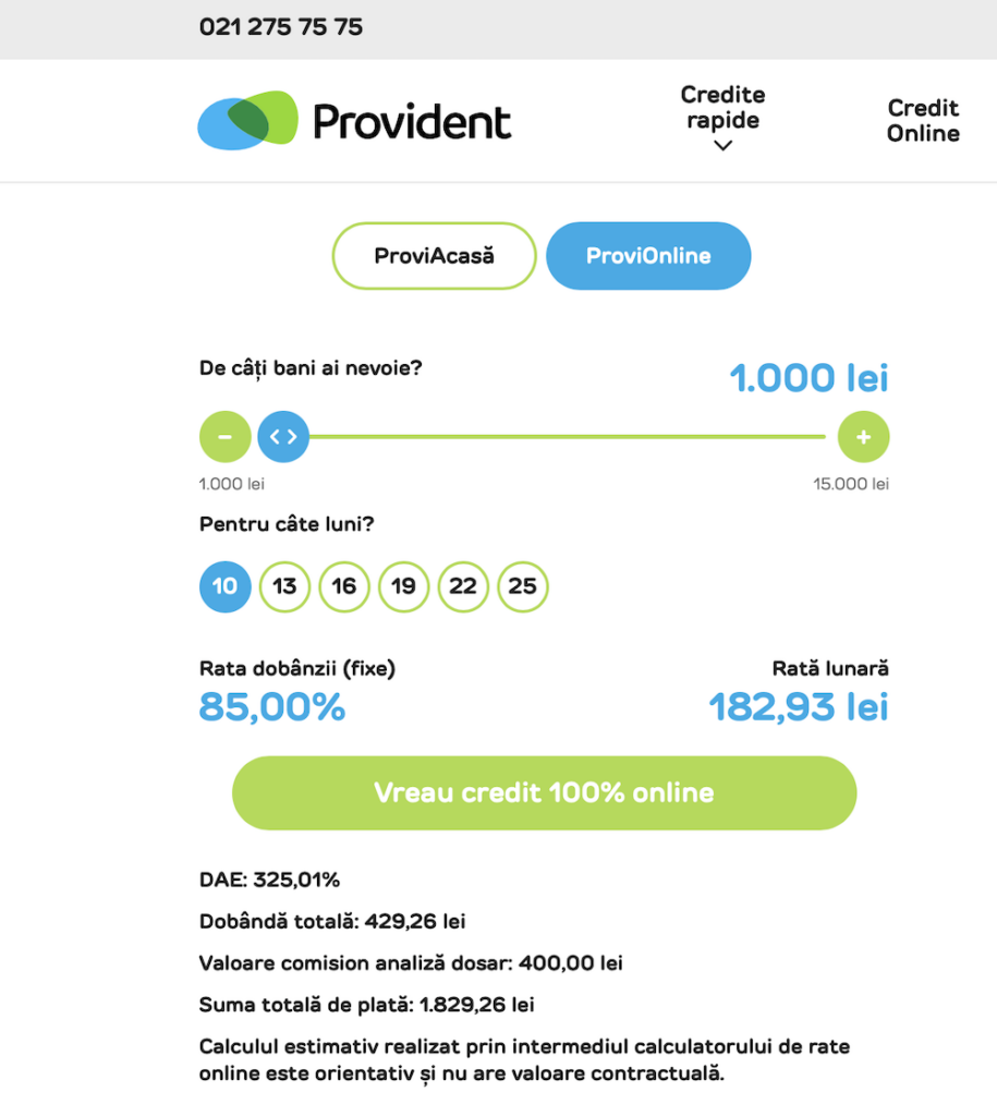 provident stergere biroul de credit